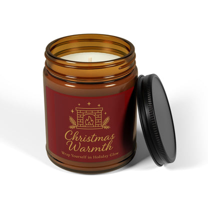 Printify Home Decor Christmas Warmth Scented Soy Candle - Cozy Holiday Ambiance in Amber Jar