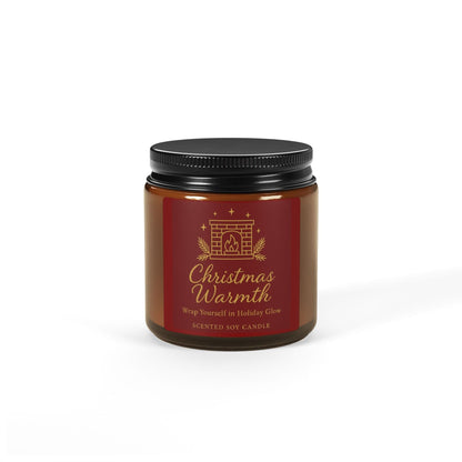 Printify Home Decor 4oz / Amber / Christmas Warmth Christmas Warmth Scented Soy Candle - Cozy Holiday Ambiance in Amber Jar