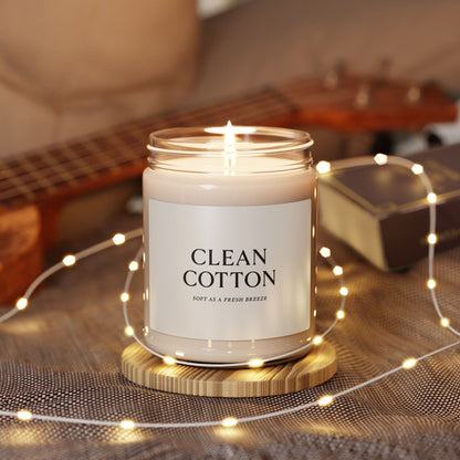 Printify Home Decor Clean Cotton / 9oz Clean Cotton Scented Soy Candle - 9oz, Soft as Fresh Breezes
