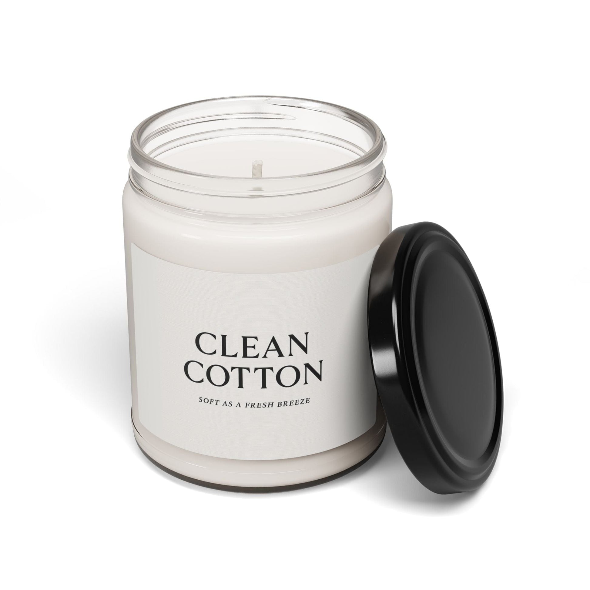 Printify Home Decor Clean Cotton / 9oz Clean Cotton Scented Soy Candle - 9oz, Soft as Fresh Breezes
