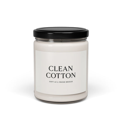 Printify Home Decor Clean Cotton / 9oz Clean Cotton Scented Soy Candle - 9oz, Soft as Fresh Breezes
