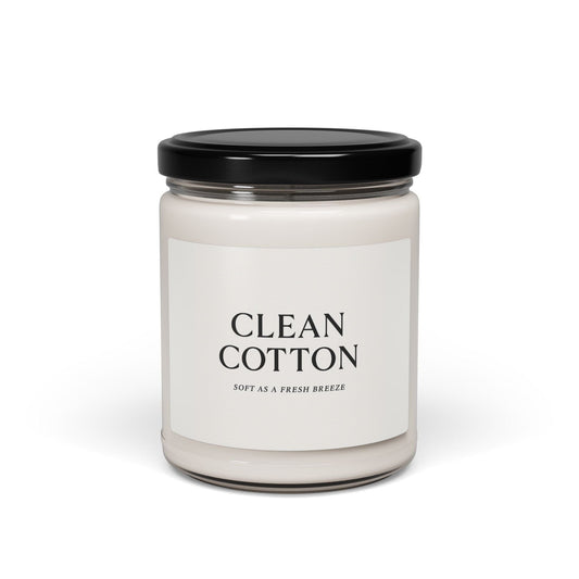 Printify Home Decor Clean Cotton / 9oz Clean Cotton Scented Soy Candle - 9oz, Soft as Fresh Breezes