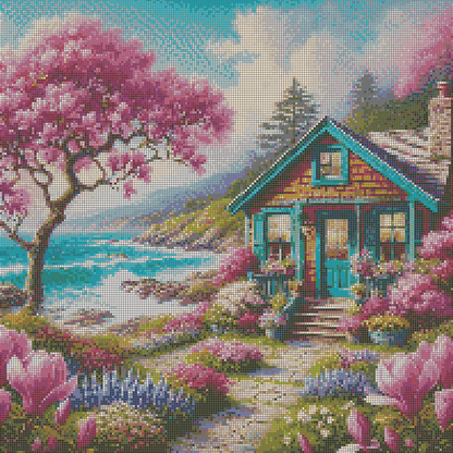 5DDPaints.com arts and crafts kit Coastal Cottage Retreat Diamond Painting Kit