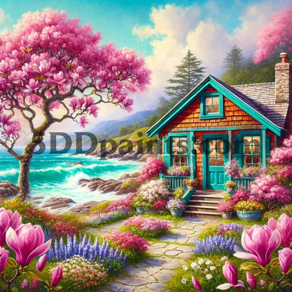 5DDPaints.com arts and crafts kit Coastal Cottage Retreat Diamond Painting Kit