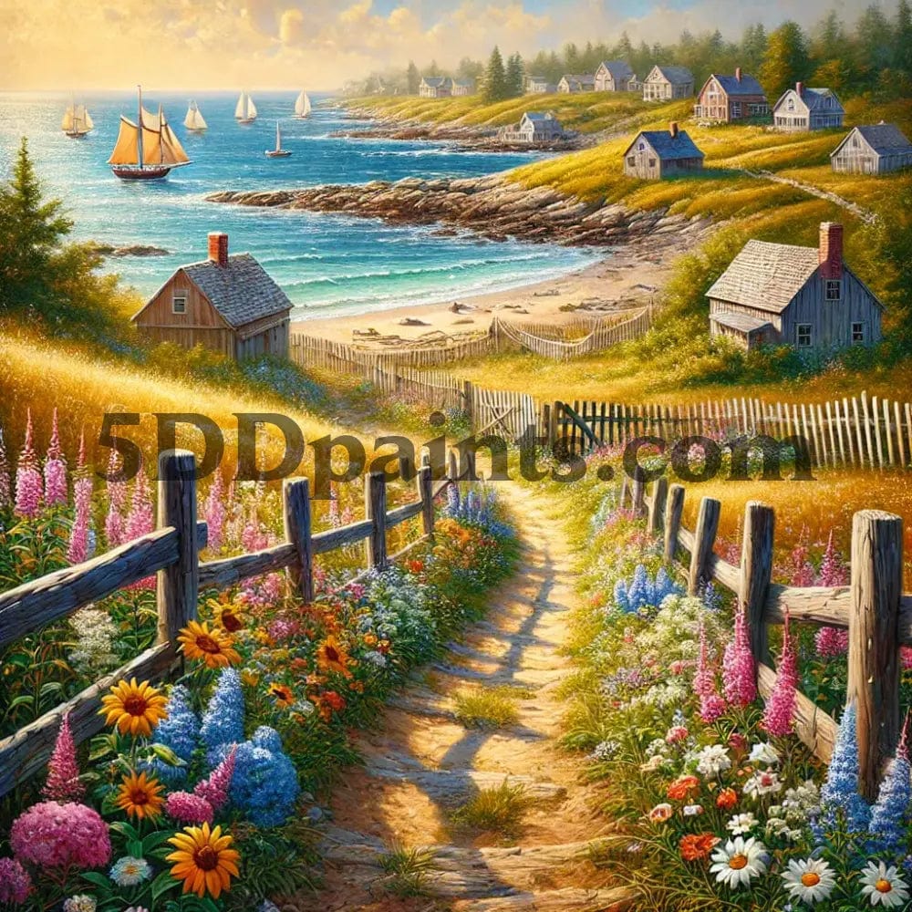 5DDPaints.com arts and crafts kit Coastal Serenity Diamond Painting Kit