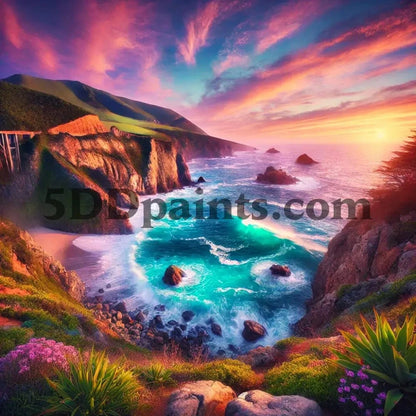 5DDPaints.com arts and crafts kit Coastal Sunset Paradise Diamond Painting Kit