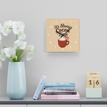 Printify Home Decor 10.75'' × 10.75'' (Square) Cocoa Time Acrylic Wall Clock - Cozy Kitchen Decor