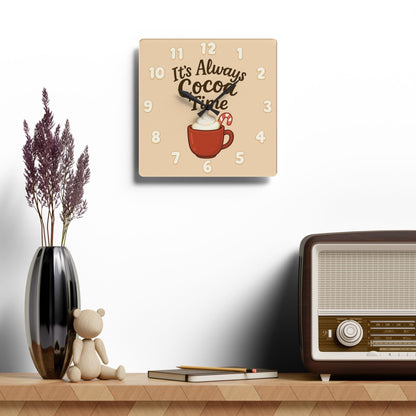 Printify Home Decor 10.75'' × 10.75'' (Square) Cocoa Time Acrylic Wall Clock - Cozy Kitchen Decor