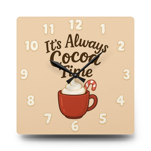 Printify Home Decor 10.75'' × 10.75'' (Square) Cocoa Time Acrylic Wall Clock - Cozy Kitchen Decor