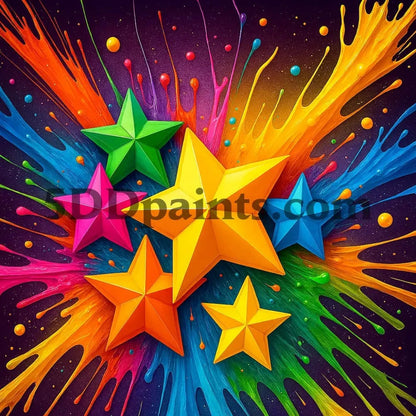 5DDPaints.com arts and crafts kit Color Burst Stars Diamond Painting Kit