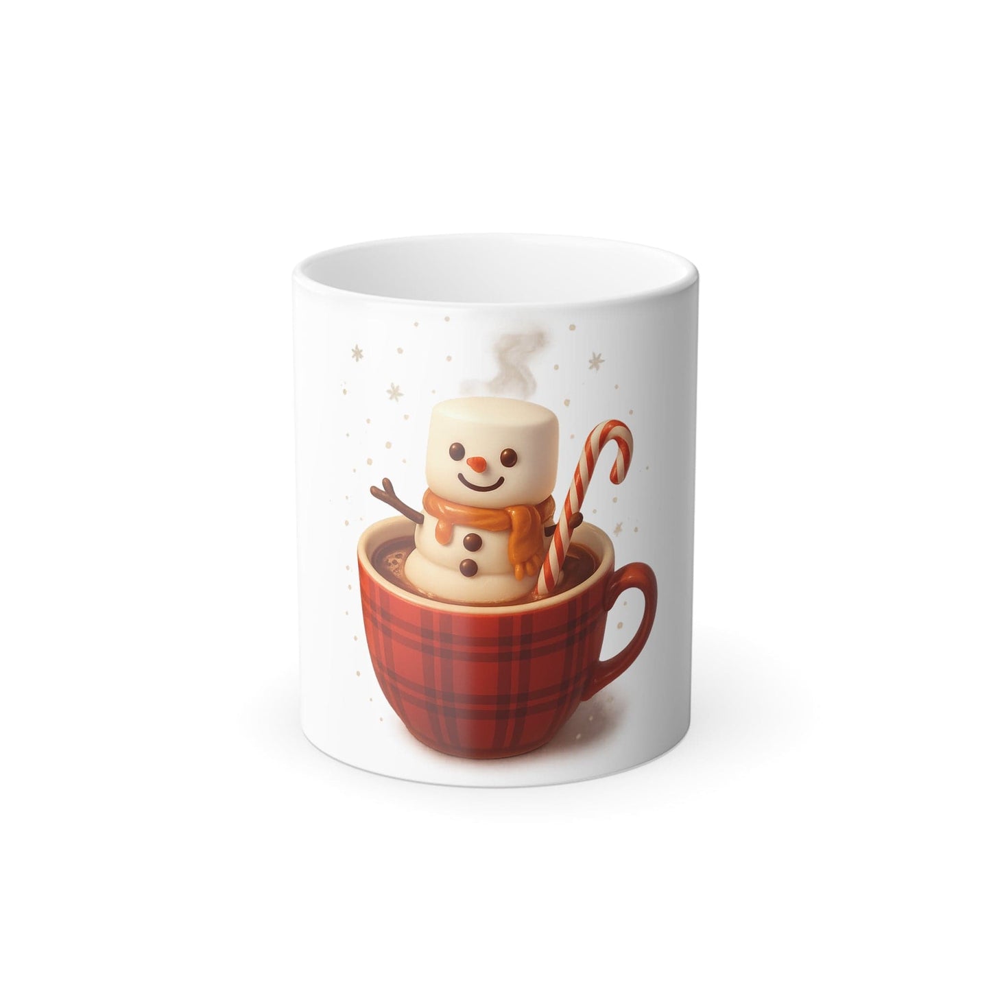 Printify Mug 11oz Color-Changing Mug — Festive Marshmallow Snowman Hot Cocoa Design (11oz)