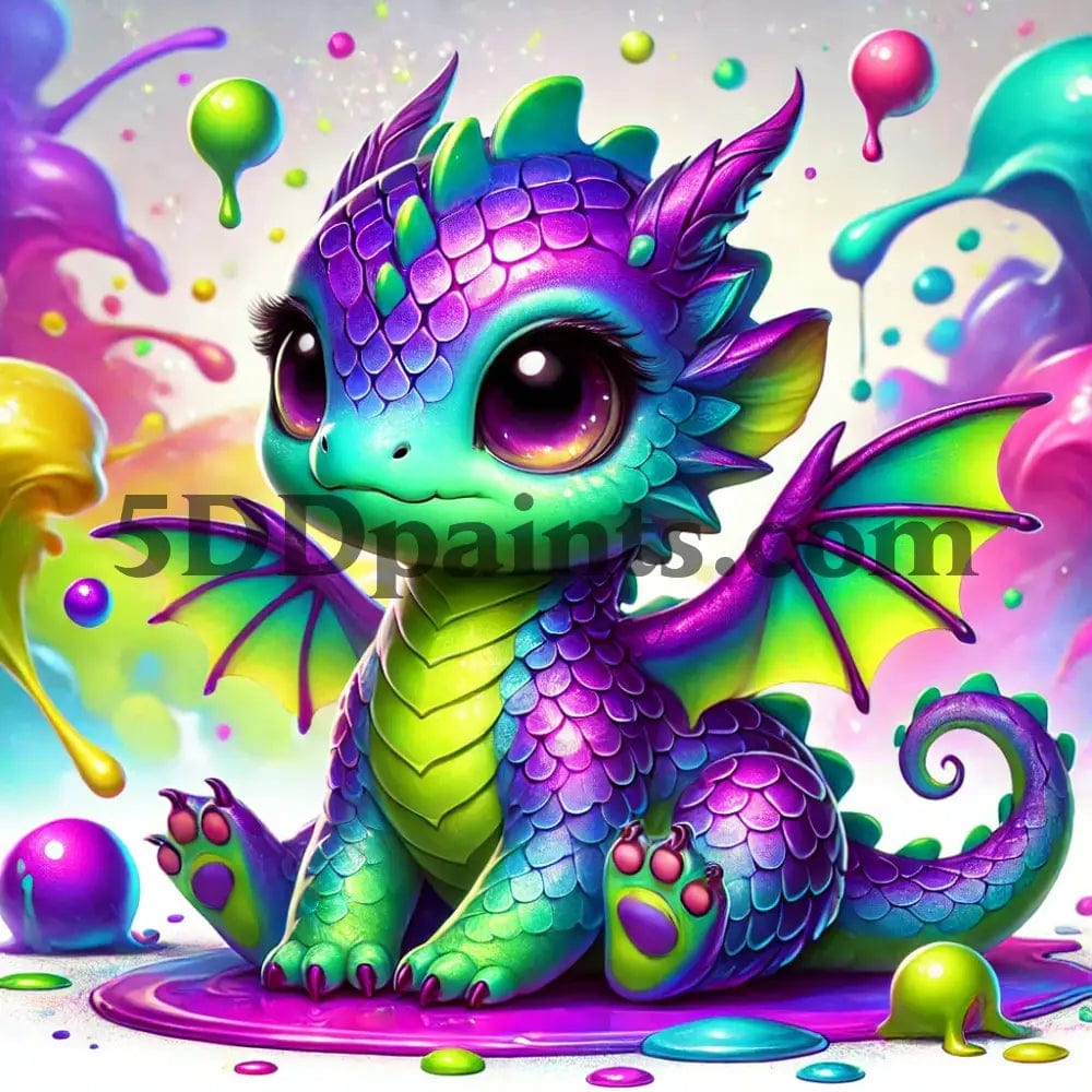 5DDPaints.com arts and crafts kit Colorful Baby Dragon - 5D Diamond Painting Kit