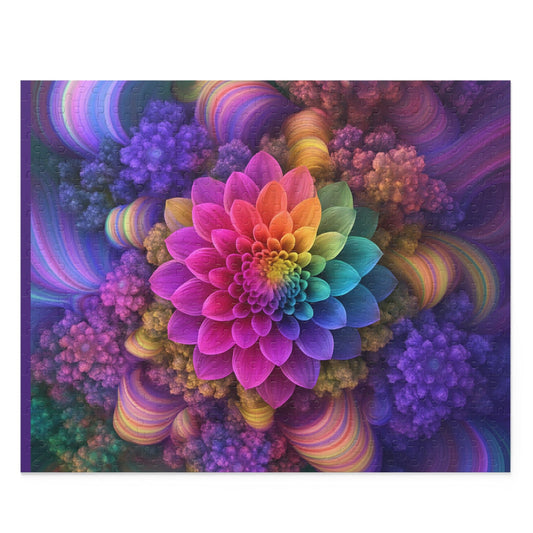 Printify Puzzle 20" × 16" (500 pcs) Colorful Flower Mandala Puzzle for Adults – Stress Relief Art Jigsaw (252 or 500 Pieces)