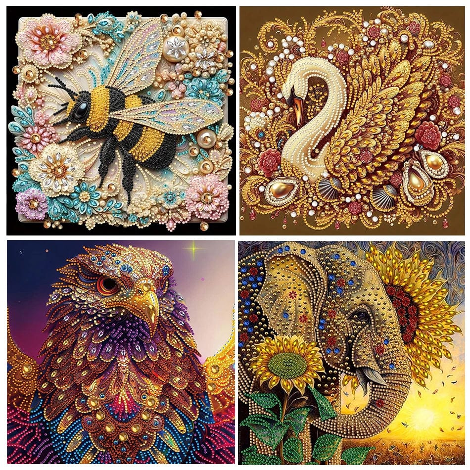 5DDpaints.com arts and crafts kit Colorful Friends 30x30cm Animals - Partial Drills - Diamond Painting