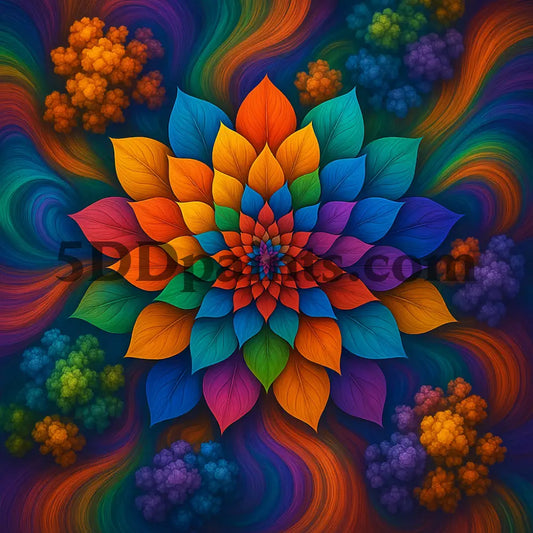 5DDPaints.com arts and crafts kit Cosmic Bloom Mandala Diamond Painting Kit