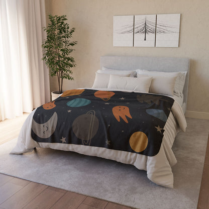 Printify Home Decor Cosmic Fleece Sherpa Blanket - Cozy Space-Themed Throw