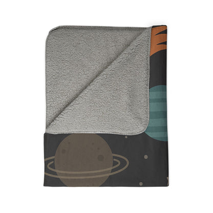 Printify Home Decor Cosmic Fleece Sherpa Blanket - Cozy Space-Themed Throw