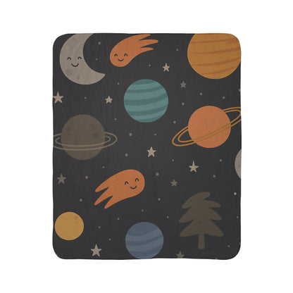 Printify Home Decor Cosmic Fleece Sherpa Blanket - Cozy Space-Themed Throw