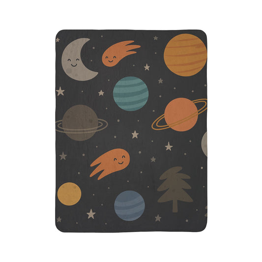 Printify Home Decor 60" × 80" / Grey Cosmic Fleece Sherpa Blanket - Cozy Space-Themed Throw