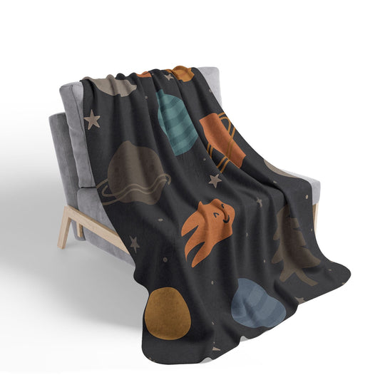 Printify Home Decor 50" × 60" / Grey Cosmic Fleece Sherpa Blanket - Cozy Space-Themed Throw