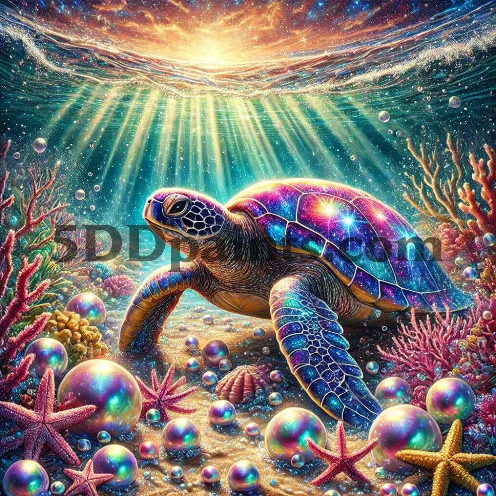 5DDPaints.com arts and crafts kit Cosmic Sea Turtle Diamond Painting Kit – Underwater Dreamscape