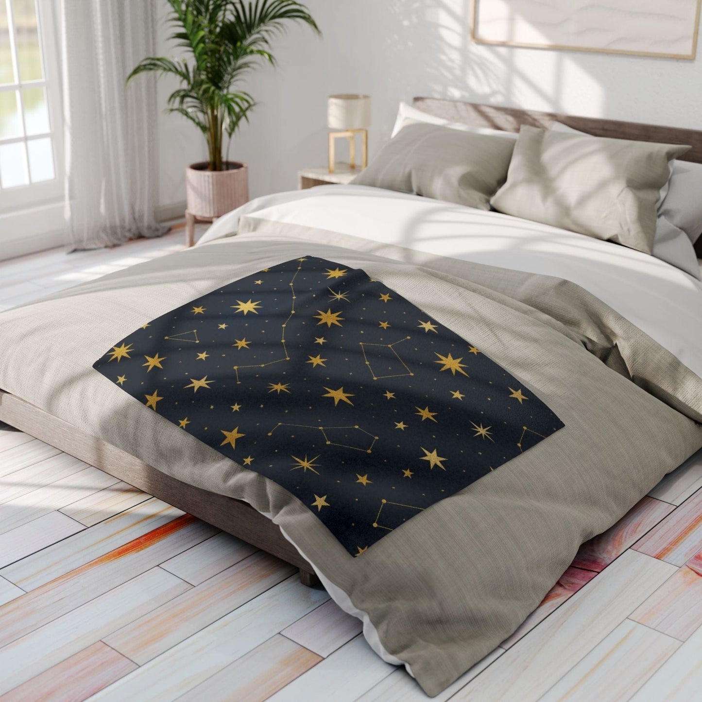 Printify Home Decor Cosmic Stars Fleece Blanket – Cozy Starry Nights Throw