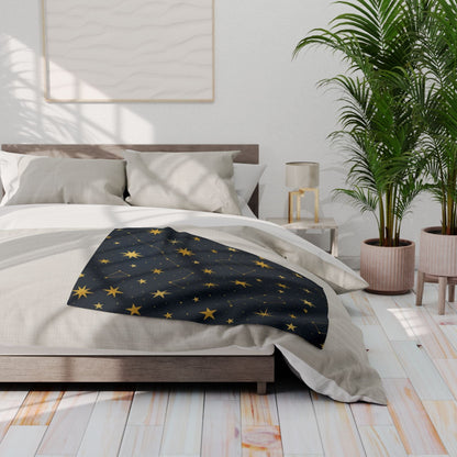 Printify Home Decor Cosmic Stars Fleece Blanket – Cozy Starry Nights Throw