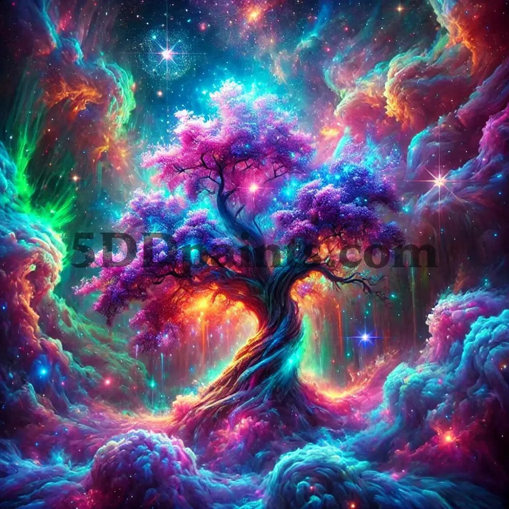 Cosmic Tree Of Light: A Mystical 5D Diamond Painting Arts And Crafts Kit