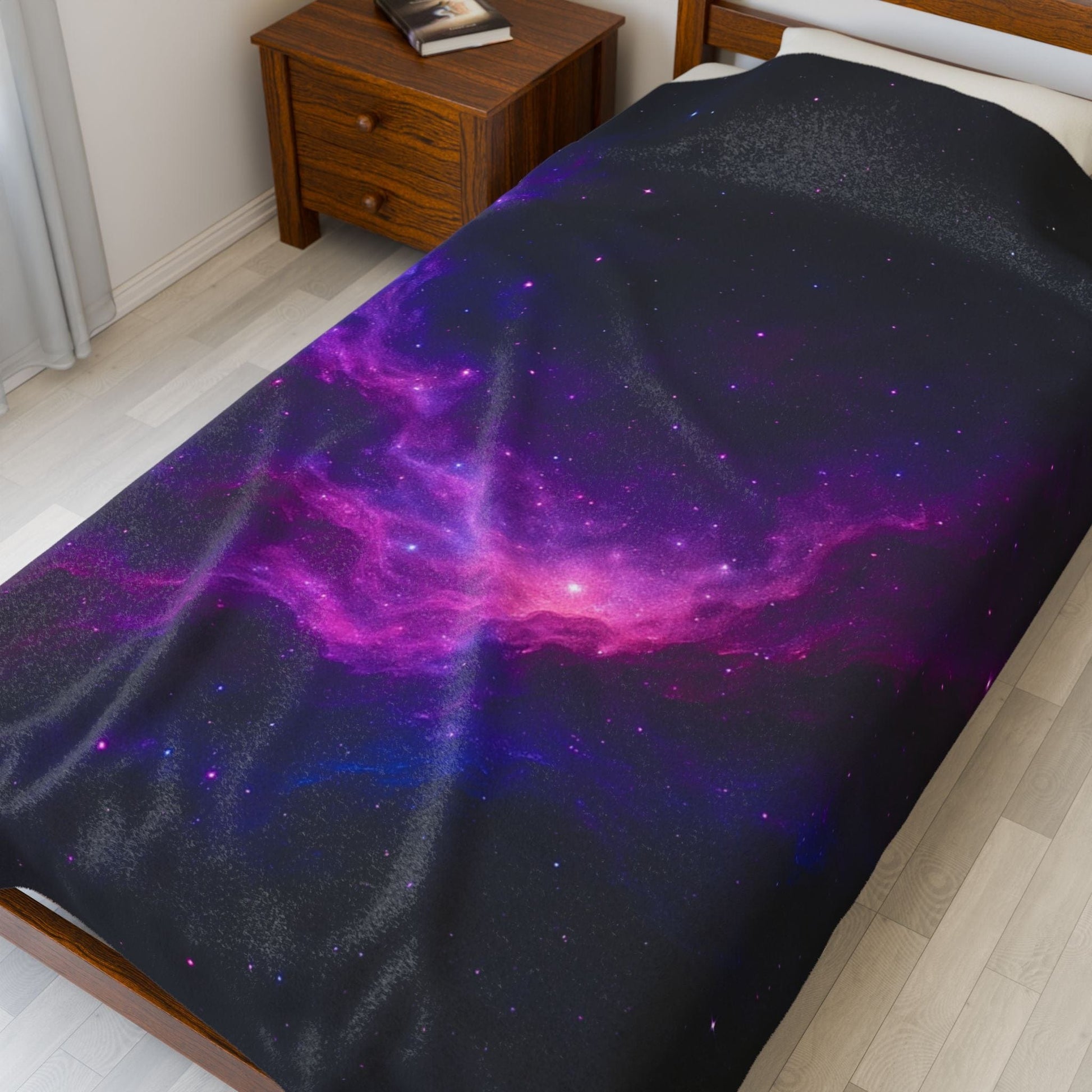Printify All Over Prints Cosmic Velveteen Plush Blanket – Galaxy Glow Comfort