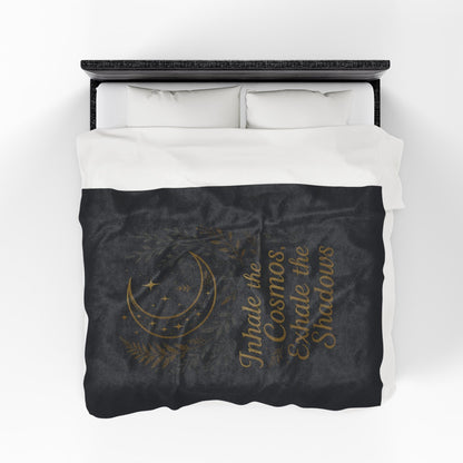 Printify All Over Prints Cosmic Velveteen Plush Blanket – “Inhale the Cosmos” Design
