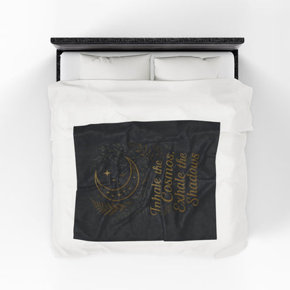 Printify All Over Prints Cosmic Velveteen Plush Blanket – “Inhale the Cosmos” Design