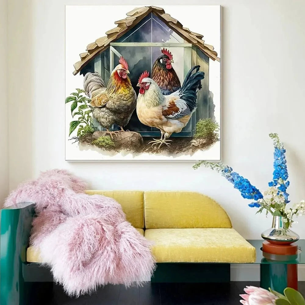 5DDpaints.com arts and crafts kit Country Charm Chicken Coop Diamond Painting Kit