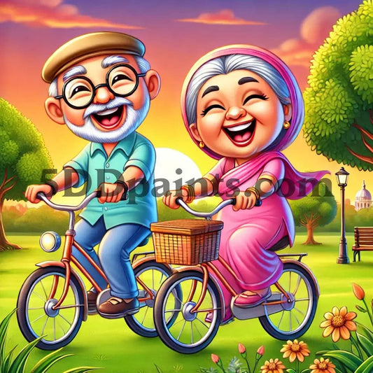 Amazello arts and crafts kit Couple Riding Bicycles Diamond Painting Kit - Happy Couple Series