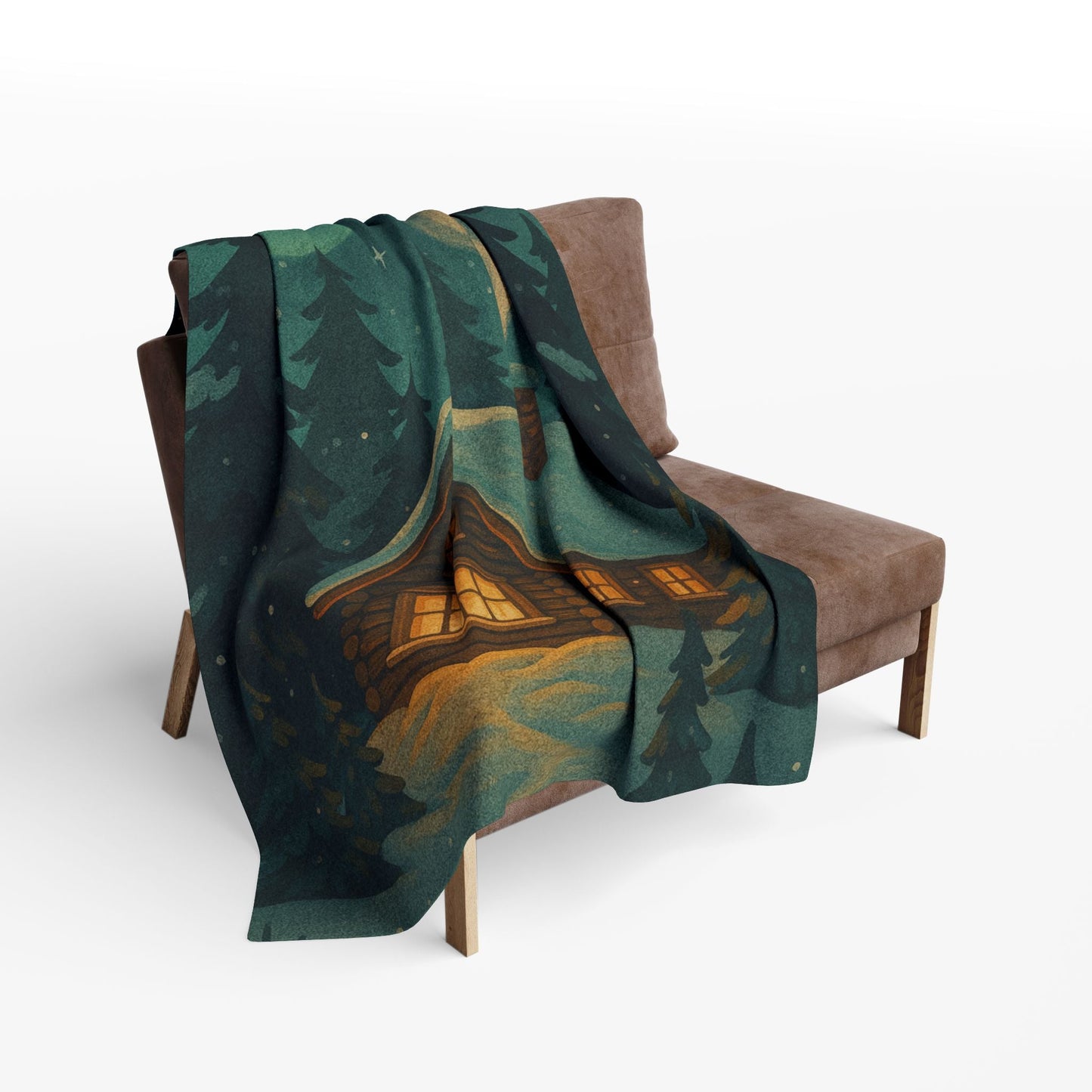 Printify Home Decor Cozy Arctic Cabin Fleece Blanket — Winter Comfort, Wrapped in Art