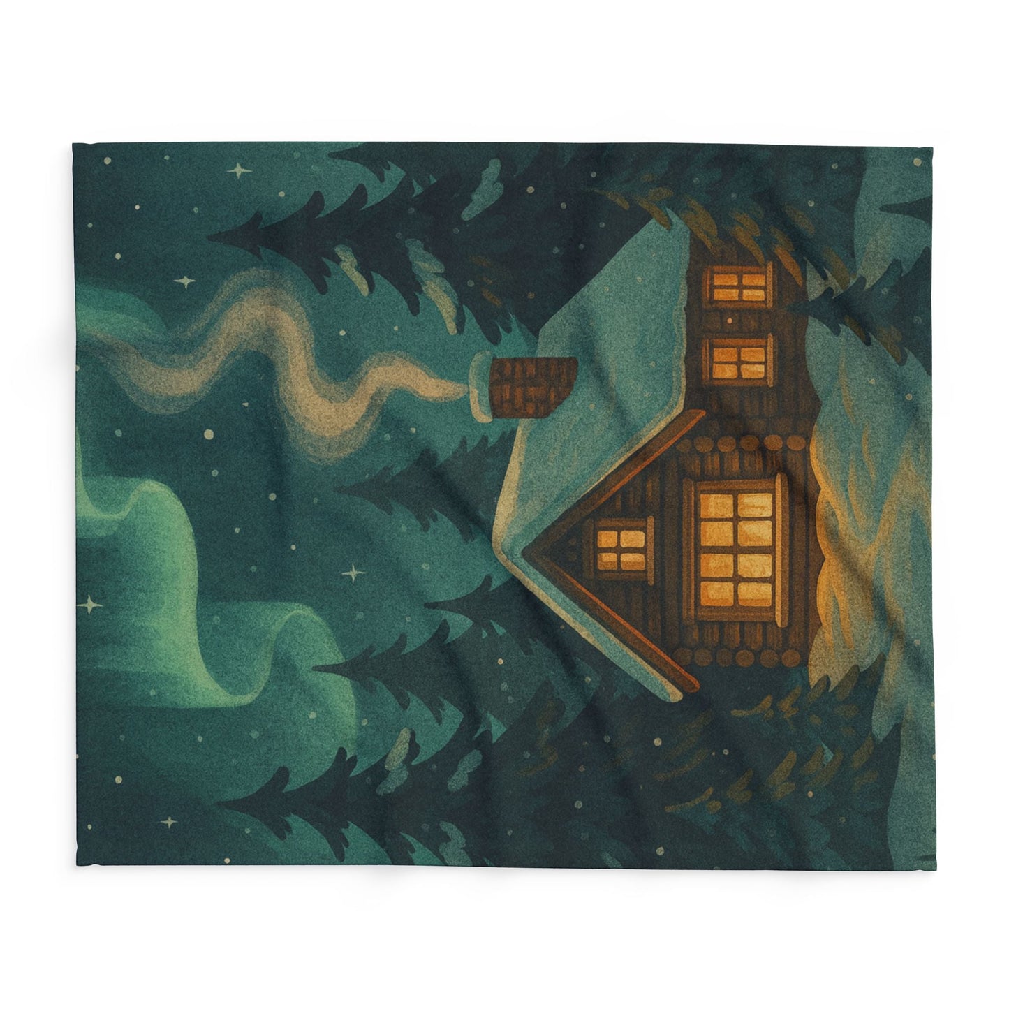 Printify Home Decor Cozy Arctic Cabin Fleece Blanket — Winter Comfort, Wrapped in Art