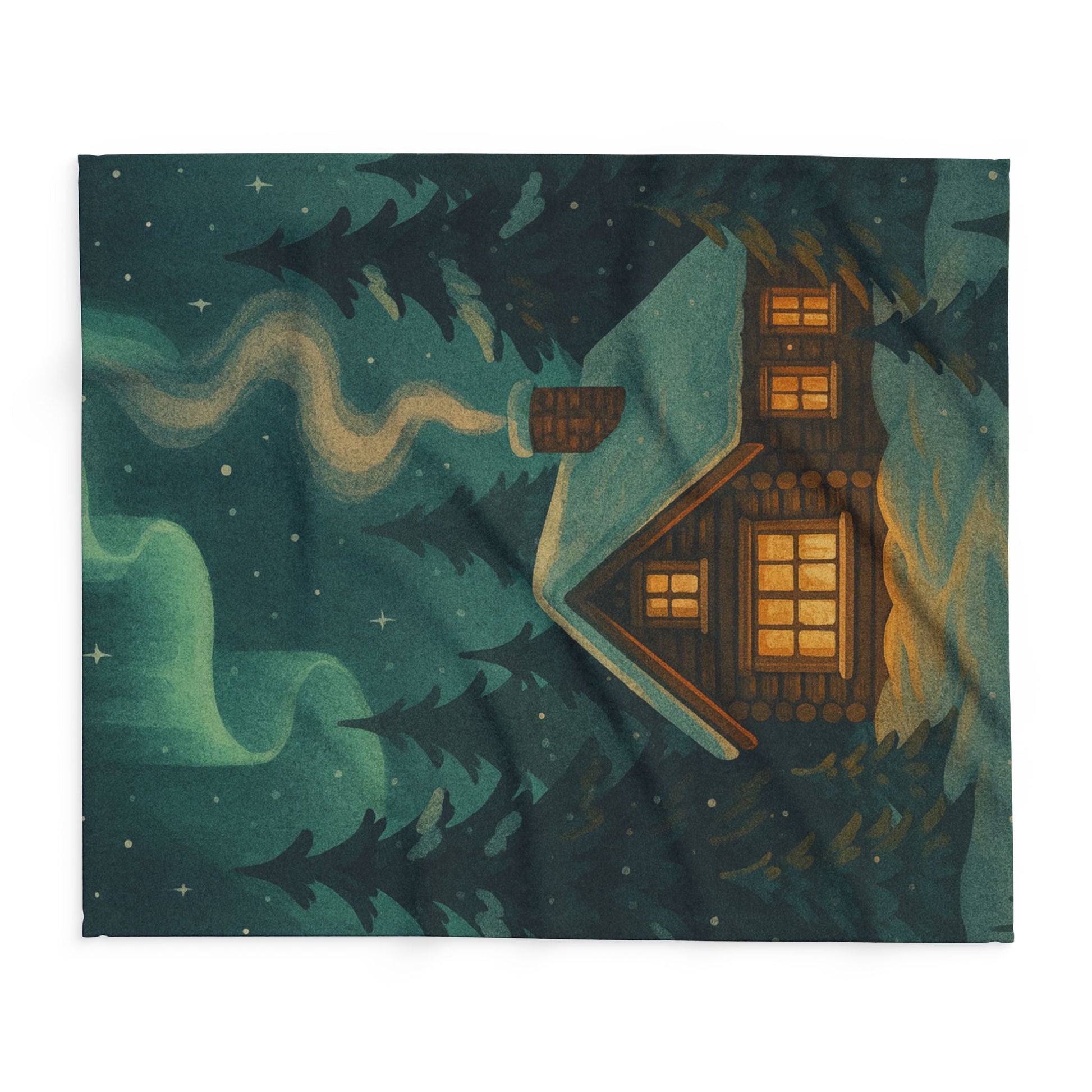 Printify Home Decor Cozy Arctic Cabin Fleece Blanket — Winter Comfort, Wrapped in Art