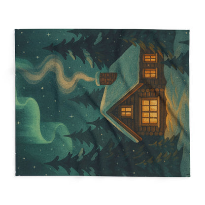 Printify Home Decor Cozy Arctic Cabin Fleece Blanket — Winter Comfort, Wrapped in Art