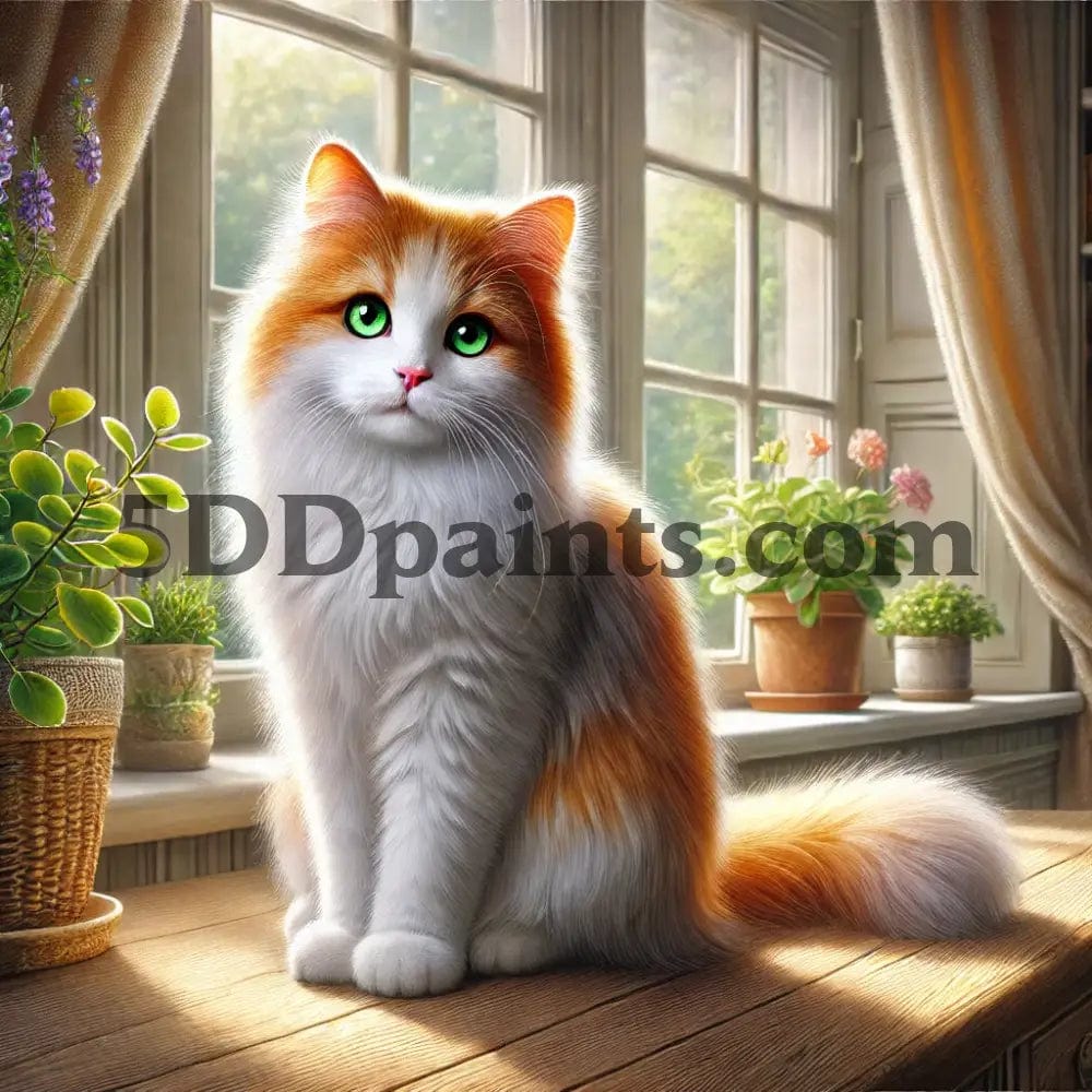 5DDPaints.com arts and crafts kit Cozy Cat Companion 5D Diamond Painting Kit