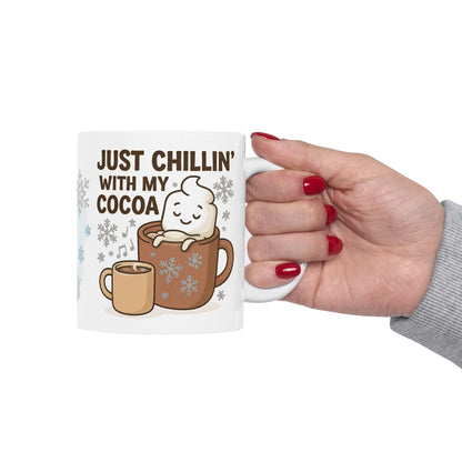 Printify Mug Cozy Hot Chocolate Ceramic Mug, 11oz or 15 oz