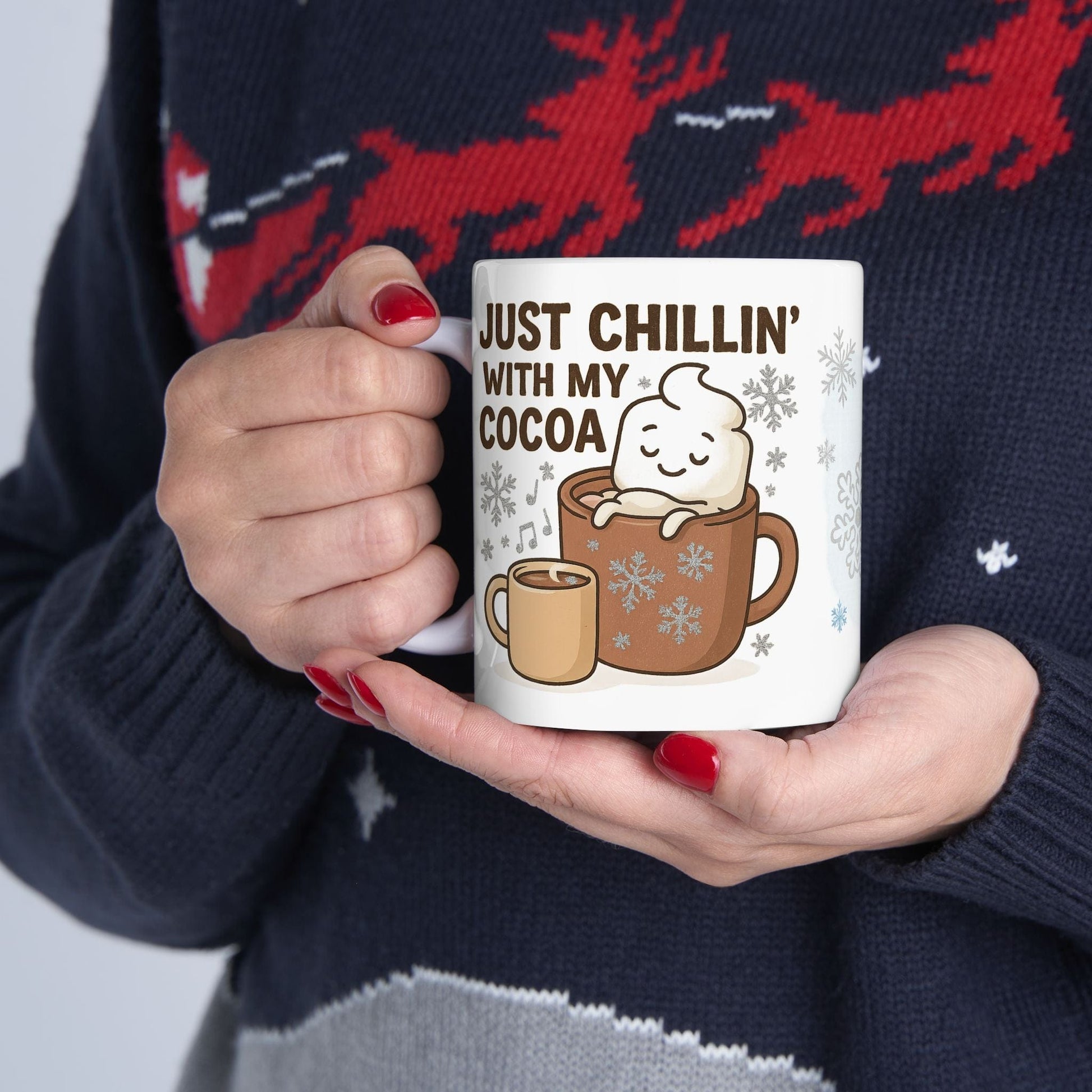 Printify Mug Cozy Hot Chocolate Ceramic Mug, 11oz or 15 oz