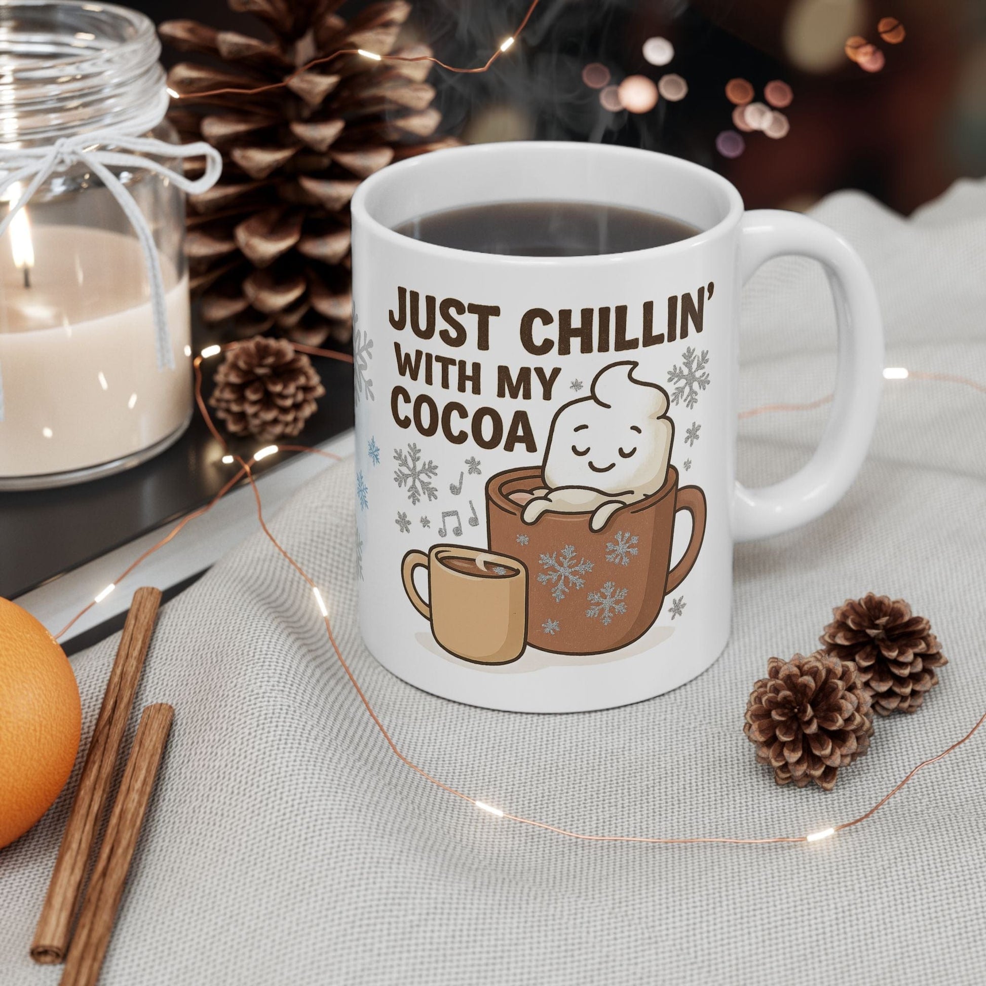 Printify Mug Cozy Hot Chocolate Ceramic Mug, 11oz or 15 oz