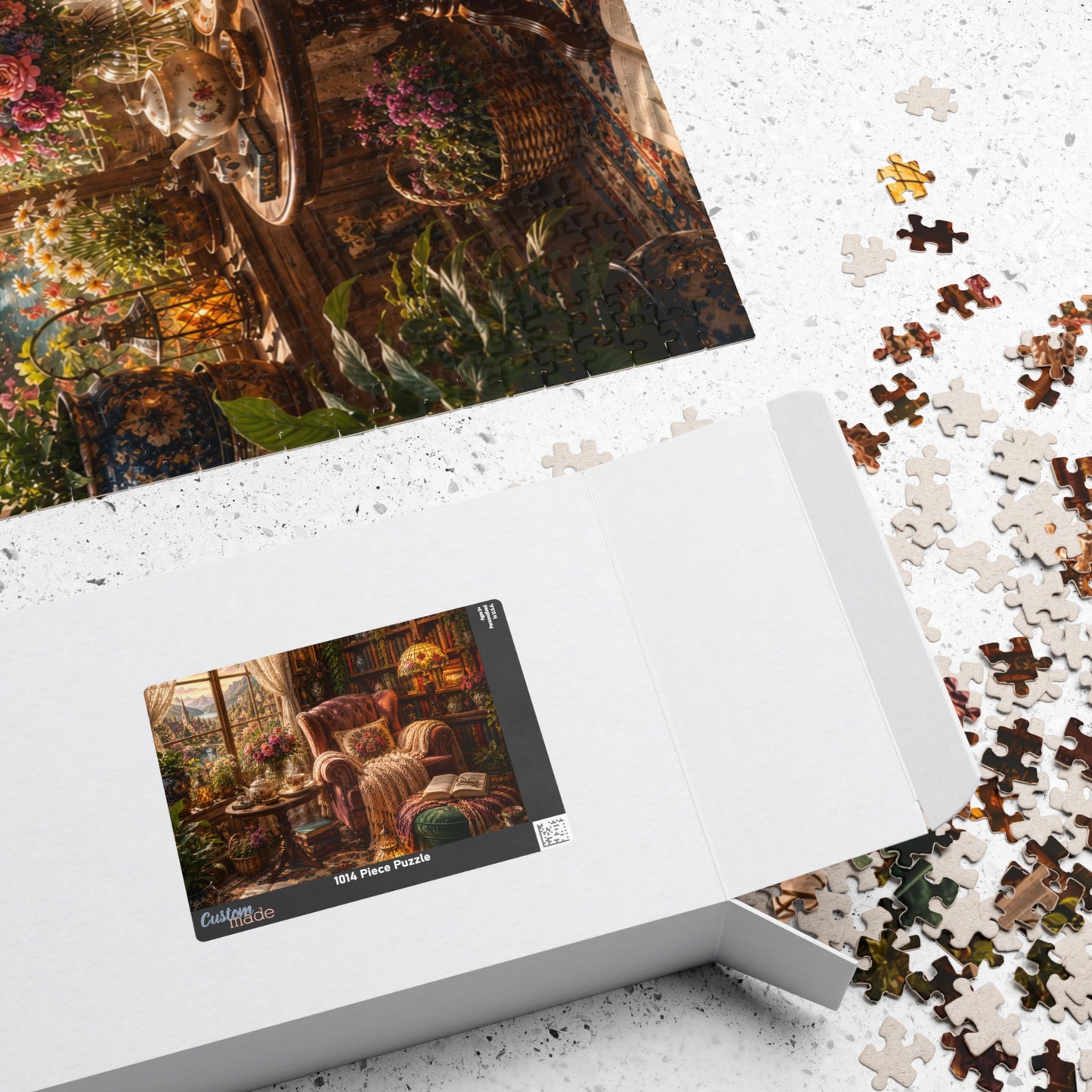 Printify Puzzle Cozy Reading Nook Jigsaw Puzzle | 520 or 1014 Pieces