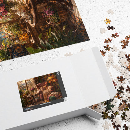 Printify Puzzle Cozy Reading Nook Jigsaw Puzzle | 520 or 1014 Pieces
