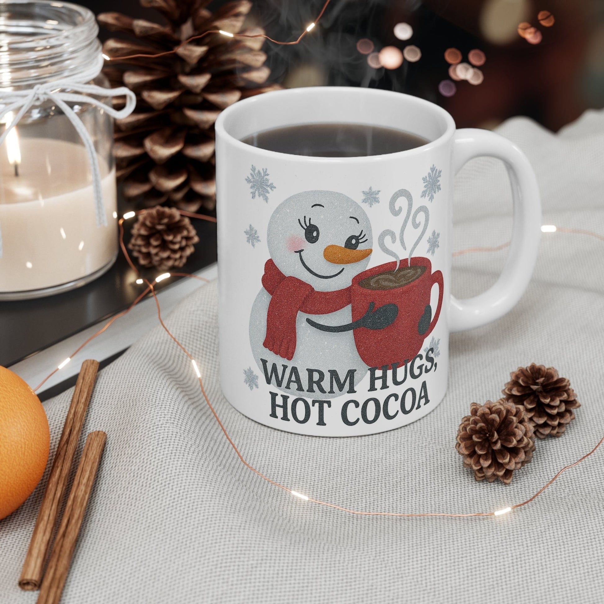 Printify Mug 11oz Cozy Winter Mug with Snowman Design