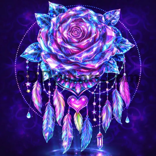 5DDPaints.com arts and crafts kit Crystal Rose Dreamcatcher Diamond Painting Kit (Optional AB Drills)