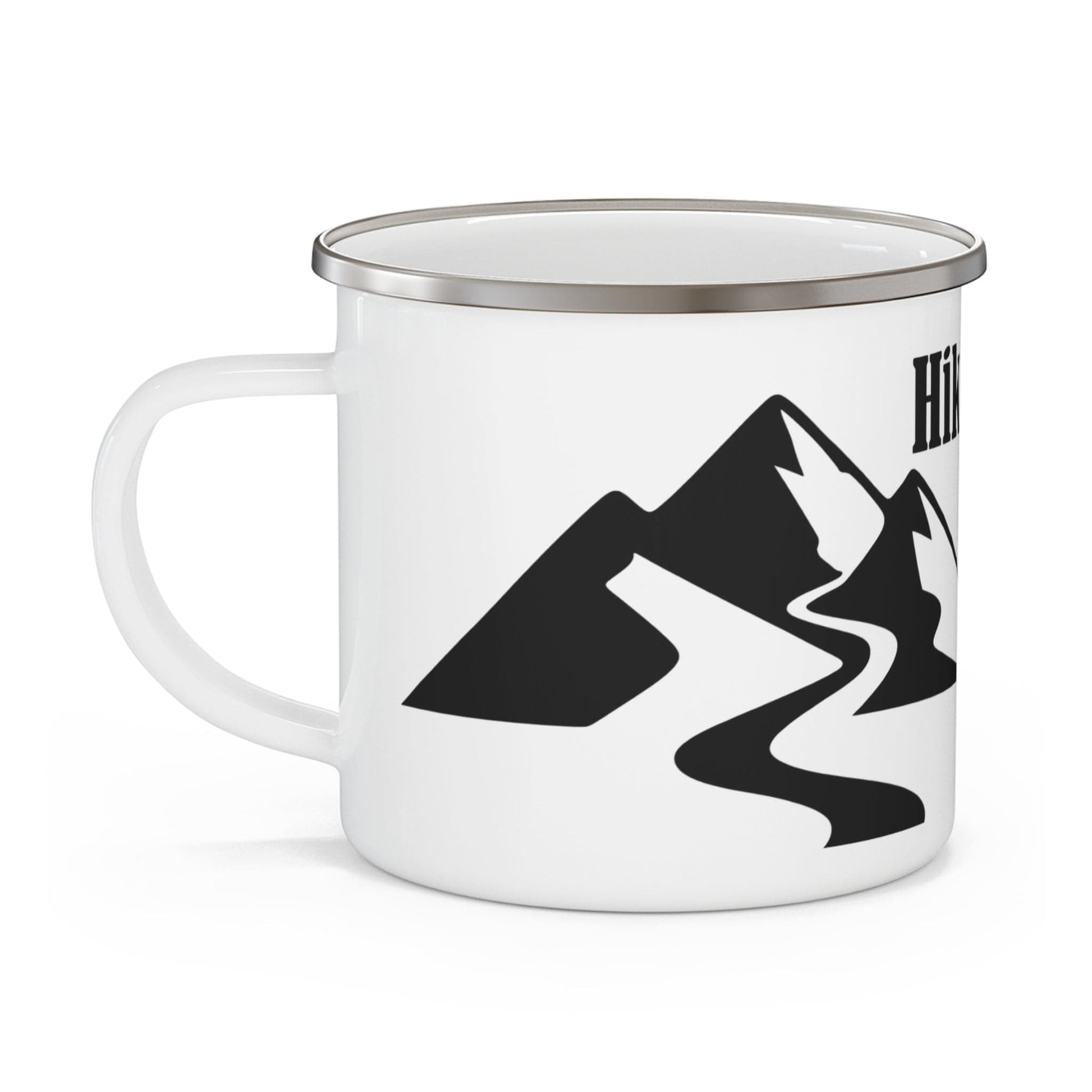 Printify Mug 12oz Custom “Hiking Buddy Forever” Enamel Camping Mug – Personalized Dog Photo & Paw Print Keepsake