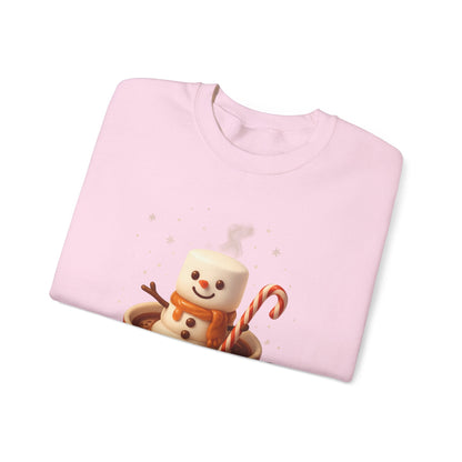 Printify Sweatshirt Cute Marshmallow Snowman in Plaid Mug Holiday Crewneck