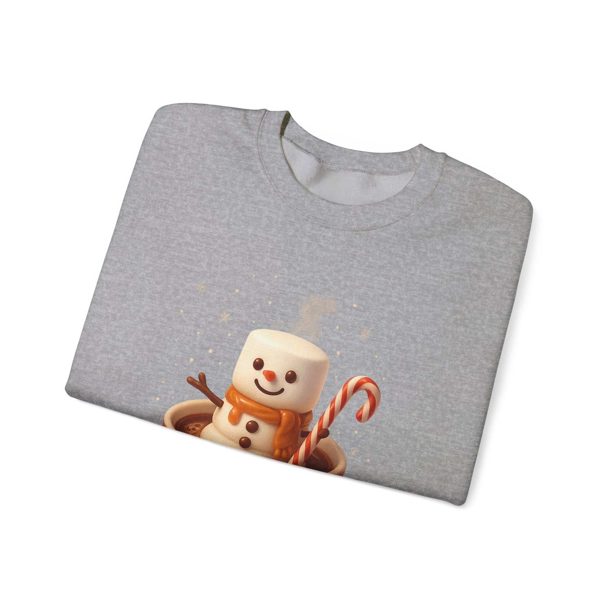 Printify Sweatshirt Cute Marshmallow Snowman in Plaid Mug Holiday Crewneck