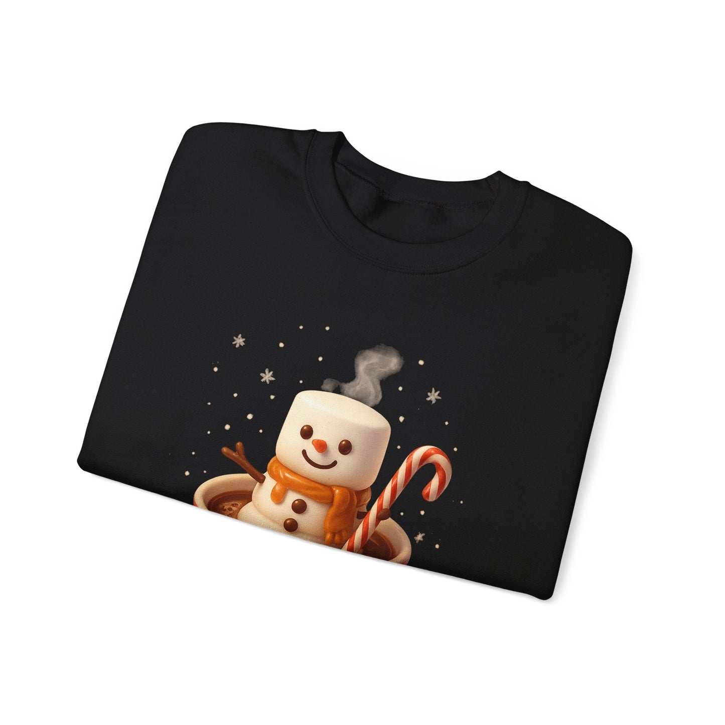Printify Sweatshirt Cute Marshmallow Snowman in Plaid Mug Holiday Crewneck