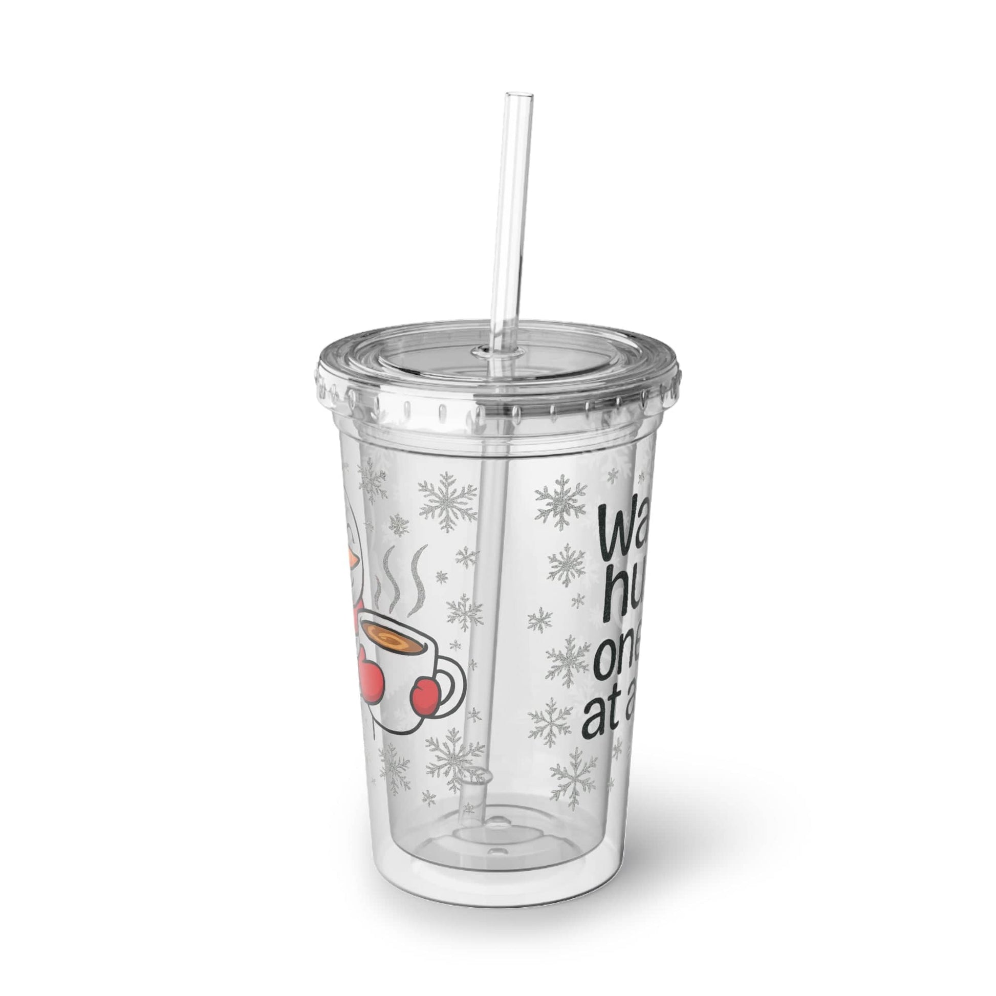 Printify Mug 16oz / Transparent Cute Snowman Acrylic Cup – 16oz Double-Wall Winter Tumbler